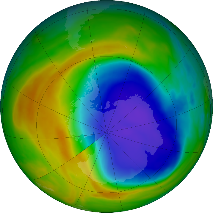 Antarctic ozone map for 28 October 2024